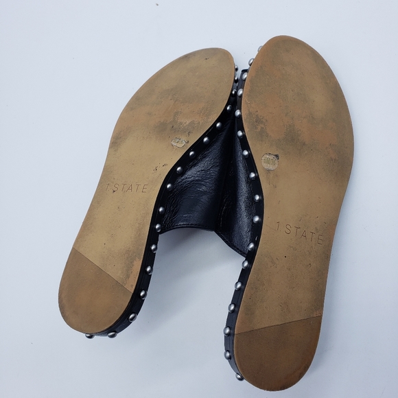 1. State Cadwyn women US 6 black leather silver studded zipped upper slides - Picture 6 of 11